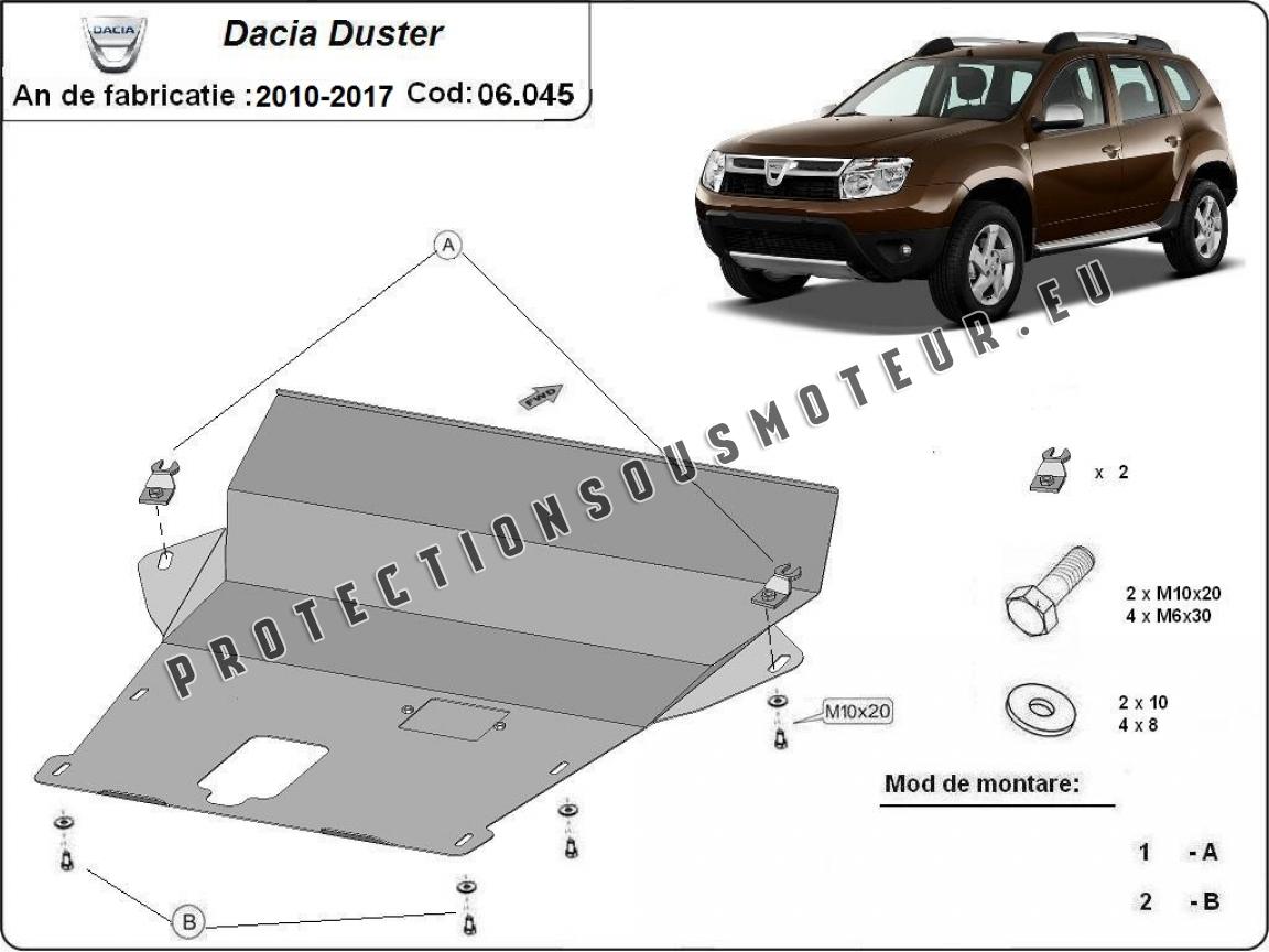 Protection aluminium sous moteur + boîte de vitesses + radiateur + parechoc  avant - Dacia Duster