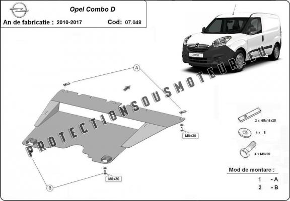 Protection sous moteur et de la boîte de vitesse Opel Combo