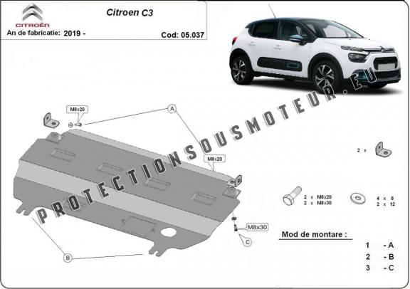 Protection sous moteur et de la boîte de vitesse Citroen C3