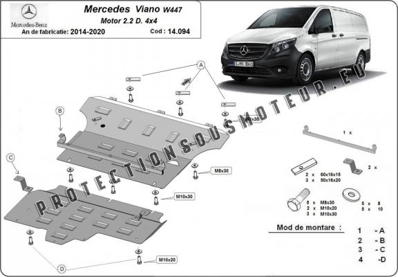 Protection sous moteur et de la boîte de vitesse  Mercedes Viano W447 2.2 D, 4x4