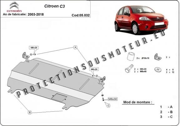 Protection sous moteur et de la boîte de vitesse Citroen C3