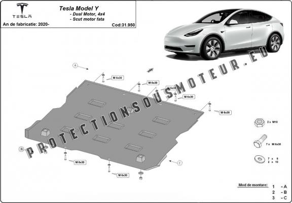 Protection sous moteur électrique avant pour Tesla Model Y AWD