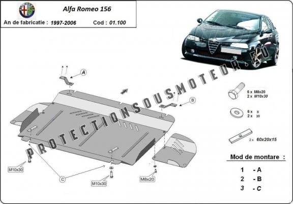 Protection sous moteur et de la boîte de vitesse Alfa Romeo 156