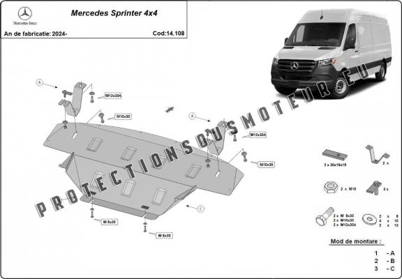 Protection sous moteur et de la boîte de vitesse Mercedes Sprinter 907 4x4