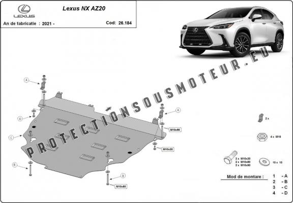 Protection sous moteur et de la boîte de vitesse Lexus NXAZ20 - Aluminium  